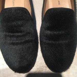 Bovine hair black flats